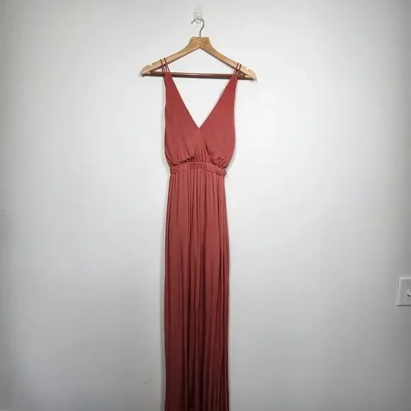 Lulus Women's Lost in Paradise Strappy Maxi Dress in Rusty Rose - Picture 4 of 8
